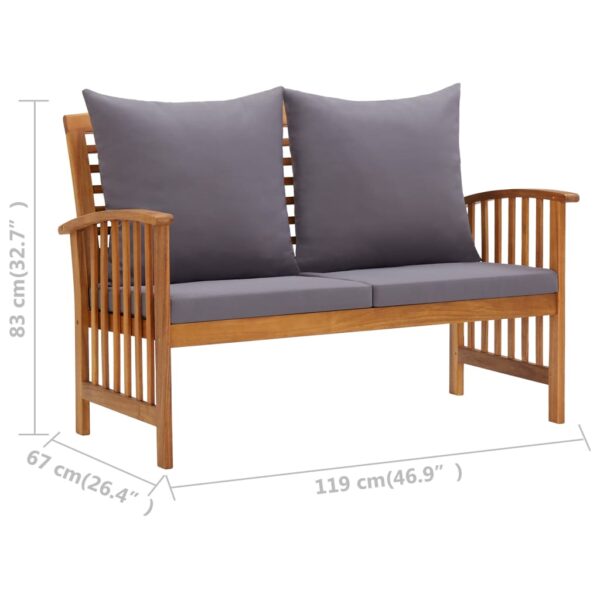 vidaXL Patio Bench with Cushions 46.9" Solid Acacia Wood - Image 7