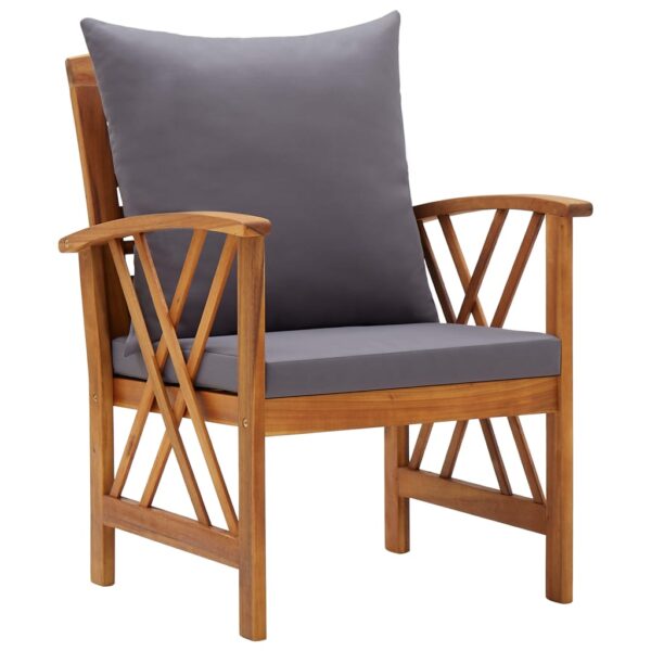 vidaXL Patio Chairs with Cushions 2 pcs Solid Acacia Wood - Image 2