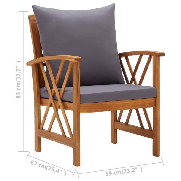 vidaXL Patio Chairs with Cushions 2 pcs Solid Acacia Wood - Image 8