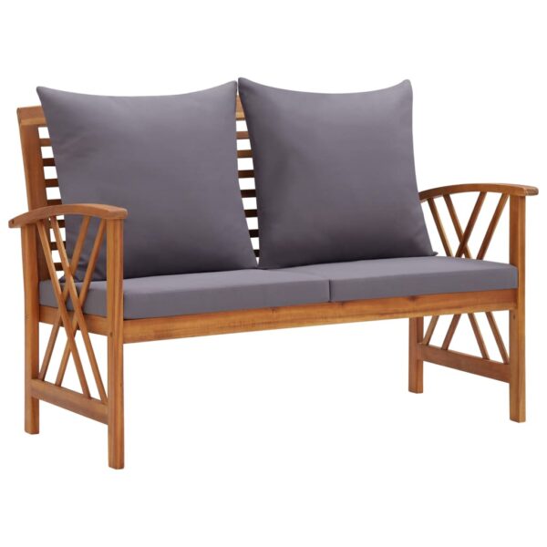 vidaXL Patio Bench with Cushions 46.9" Solid Acacia Wood