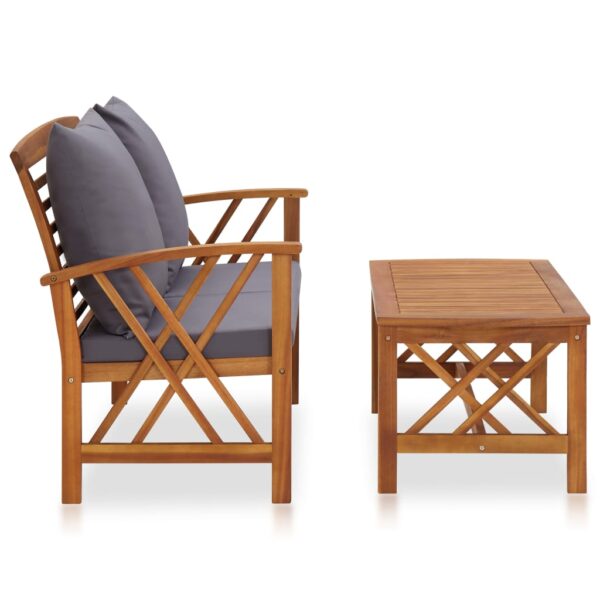 vidaXL 2 Piece Patio Lounge Set with Cushions Solid Acacia Wood - Image 2