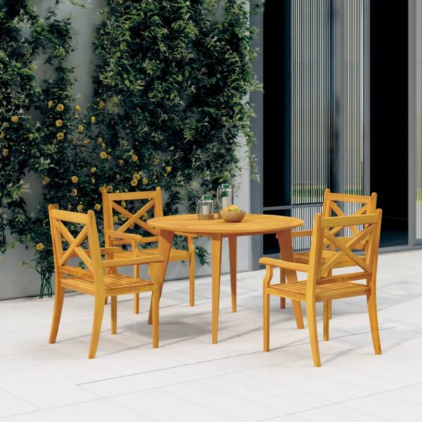 vidaXL Patio Table Ã˜43.3"x29.5" Solid Wood Acacia