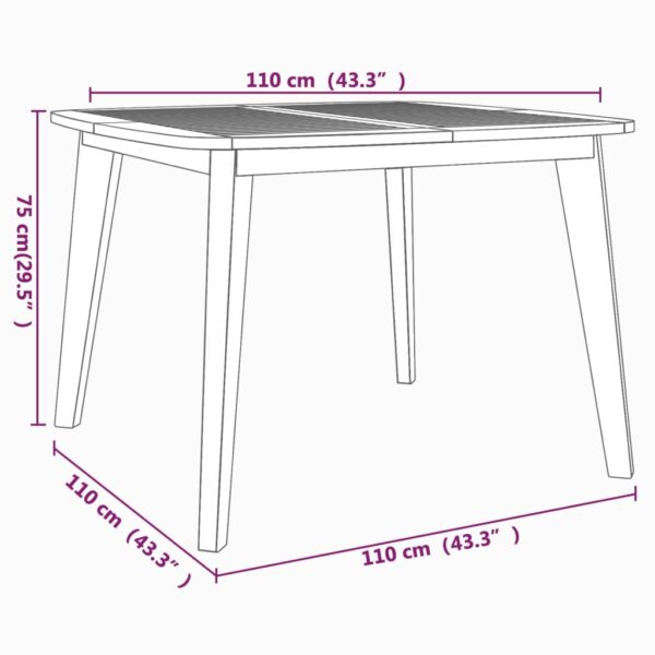 vidaXL Patio Table 43.3"x43.3"x29.5" Solid Wood Acacia - Image 8