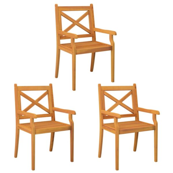 vidaXL Patio Dining Chairs 3 pcs Solid Wood Acacia - Image 2