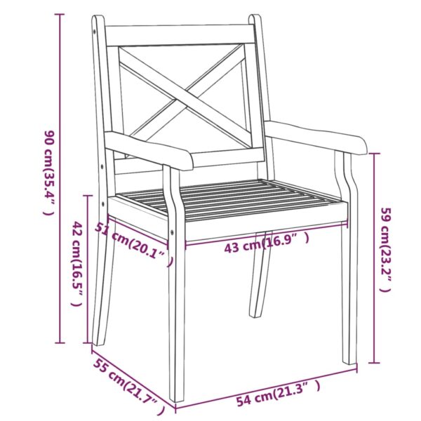 vidaXL Patio Dining Chairs 3 pcs Solid Wood Acacia - Image 8