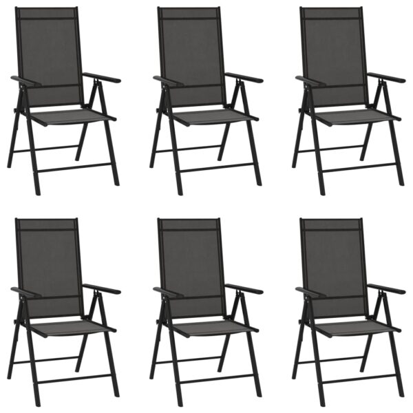 vidaXL Folding Patio Chairs 6 pcs Textilene Black