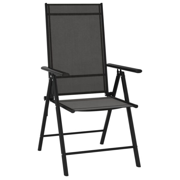 vidaXL Folding Patio Chairs 6 pcs Textilene Black - Image 2