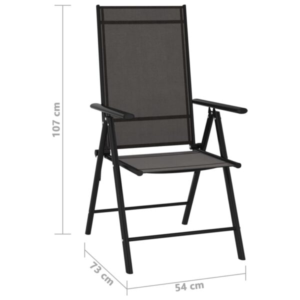 vidaXL Folding Patio Chairs 6 pcs Textilene Black - Image 8