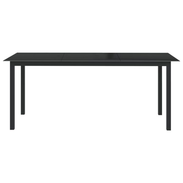 vidaXL Patio Table Black 74.8"x35.4"x29.1" Aluminum and Glass - Image 2