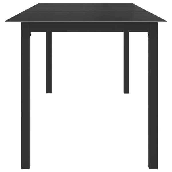 vidaXL Patio Table Black 74.8"x35.4"x29.1" Aluminum and Glass - Image 3