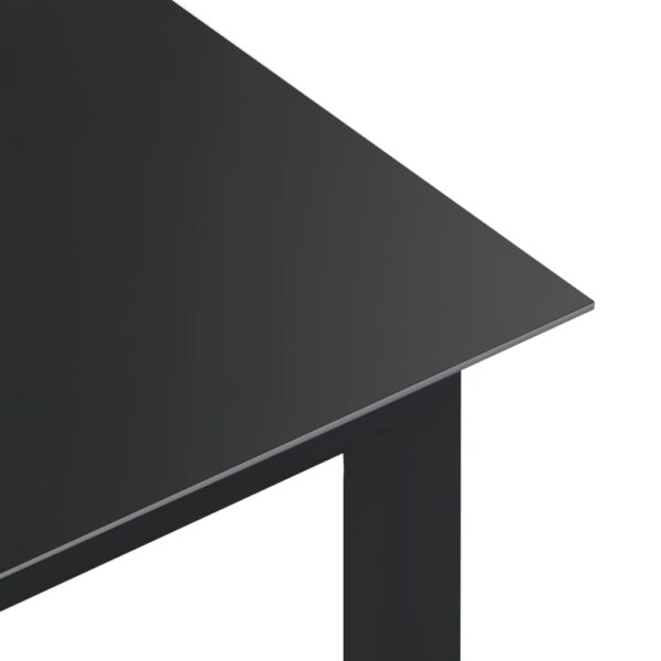 vidaXL Patio Table Black 74.8"x35.4"x29.1" Aluminum and Glass - Image 4