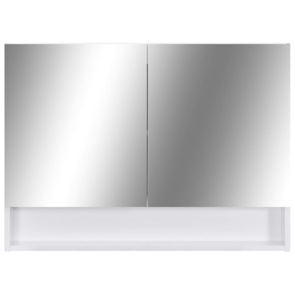 vidaXL LED Bathroom Mirror Cabinet White 31.5"x5.9"x23.6" MDF - Image 4