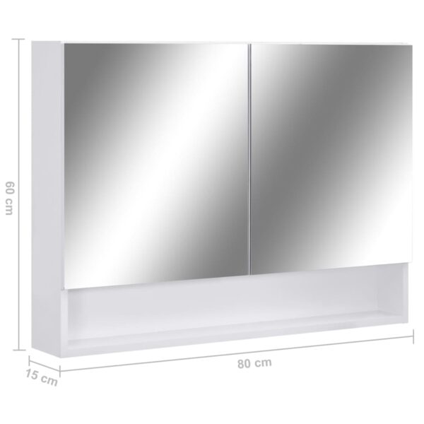 vidaXL LED Bathroom Mirror Cabinet White 31.5"x5.9"x23.6" MDF - Image 9