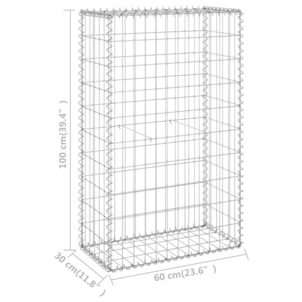 vidaXL Gabion Wall with Covers Galvanized Steel 23.6"x11.8"x39.4" - Image 6