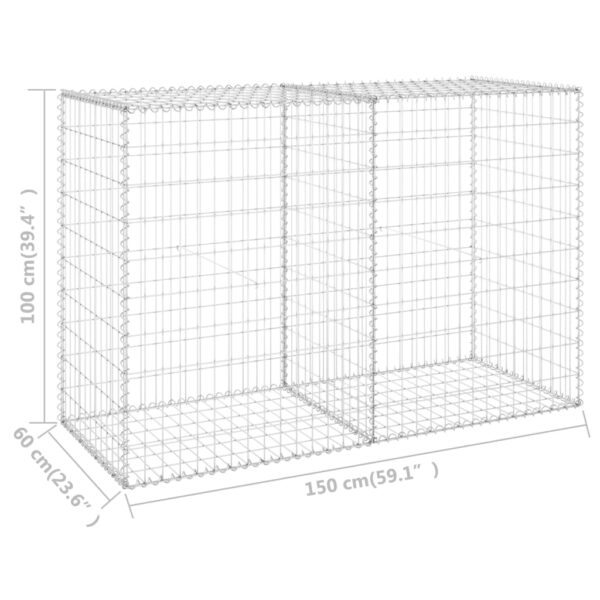 vidaXL Gabion Wall with Covers Galvanized Steel 59.1"x23.6"x39.4" - Image 6