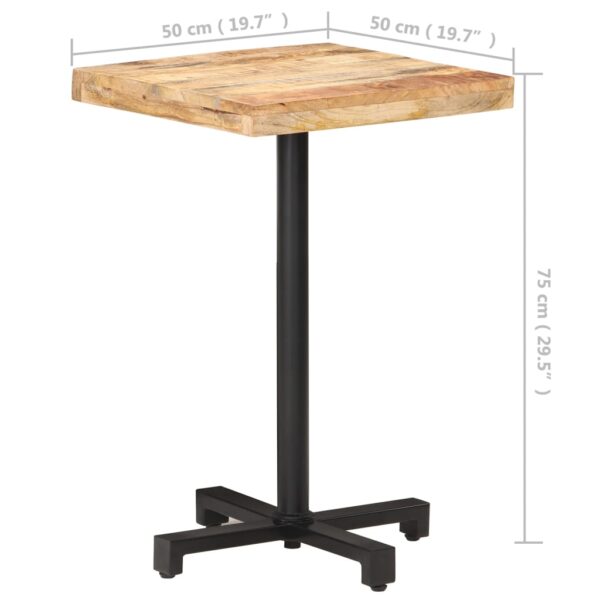 vidaXL Bistro Table Square 19.7"x19.7"x29.5" Rough Mango Wood - Image 6