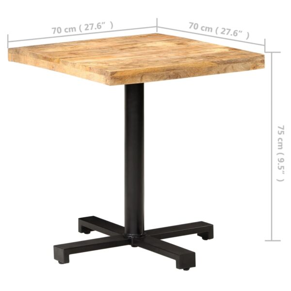 vidaXL Bistro Table Square 27.6"x27.6"x29.5" Rough Mango Wood - Image 6