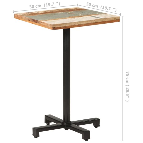 vidaXL Bistro Table Square 19.7"x19.7"x29.5" Solid Reclaimed Wood - Image 6