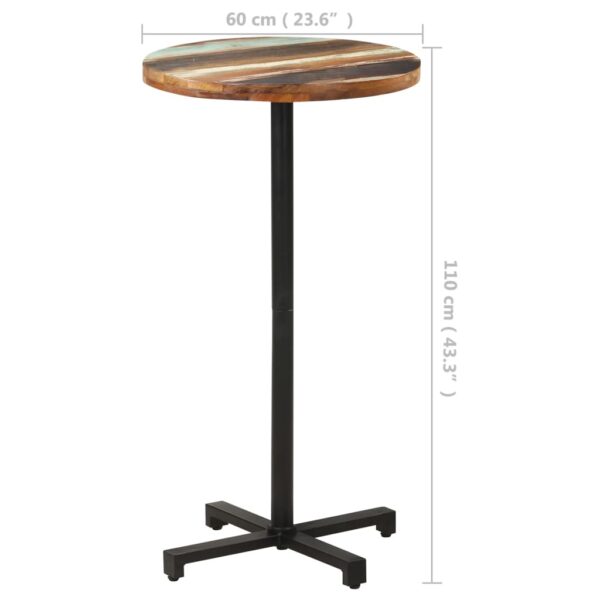 vidaXL Bistro Table Round Ã˜23.6"x43.3" Solid Reclaimed Wood - Image 6