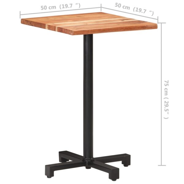 vidaXL Bistro Table with Live Edges 19.7"x19.7"x29.5" Solid Acacia Wood - Image 6