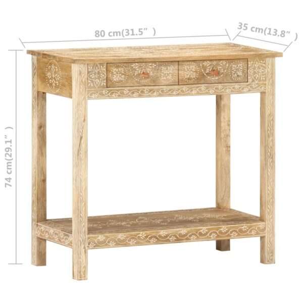 vidaXL Console Table 31.5"x13.8"x29.1" Solid Mango Wood - Image 8