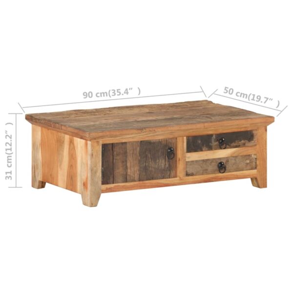 vidaXL Coffee Table 35.4"x19.7"x12.2" Solid Reclaimed Wood - Image 7