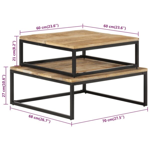 vidaXL Nesting Coffee Tables 2 pcs Solid Mango Wood - Image 6