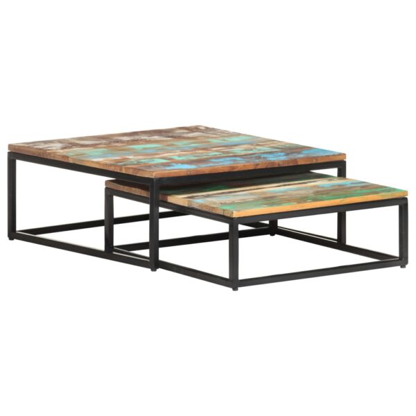 vidaXL Nesting Coffee Tables 2 pcs Solid Reclaimed Wood - Image 12