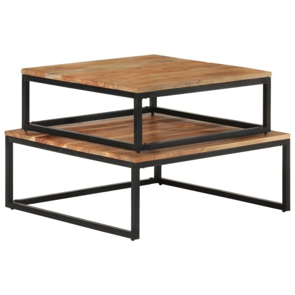 vidaXL Nesting Coffee Tables 2 pcs Solid Acacia Wood - Image 2