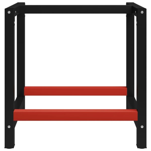 vidaXL Work Bench Frame Metal 31.5"x22.4"x31.1" Black and Red - Image 2