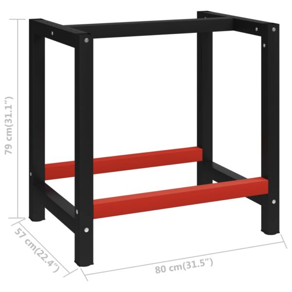 vidaXL Work Bench Frame Metal 31.5"x22.4"x31.1" Black and Red - Image 7