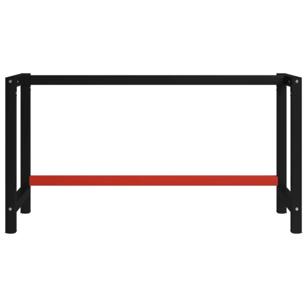 vidaXL Work Bench Frame Metal 59.1"x22.4"x31.1" Black and Red - Image 2