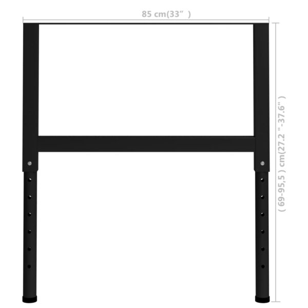 vidaXL Adjustable Work Bench Frames 2 pcs Metal 33.5"x(27.2"-37.6") Black - Image 9