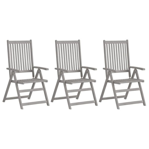 vidaXL Patio Reclining Chairs 3 pcs Gray Solid Acacia Wood