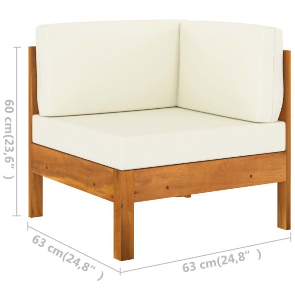 vidaXL 2 Piece Patio Lounge Set with Cream White Cushions Acacia Wood - Image 7