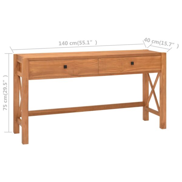 vidaXL Desk with 2 Drawers 55.1"x15.7"x29.5" Teak Wood - Image 9