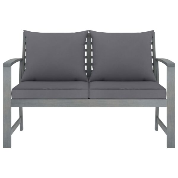 vidaXL Patio Bench 47.2" with Dark Gray Cushion Solid Acacia Wood - Image 2