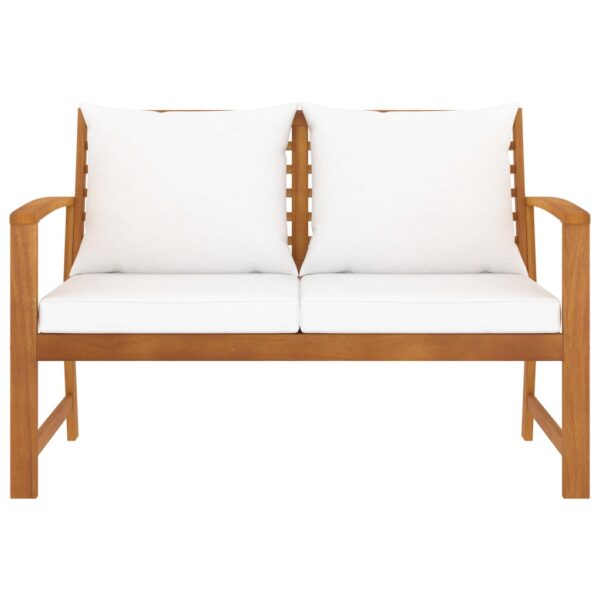 vidaXL Patio Bench 47.2" with Cream Cushion Solid Acacia Wood - Image 2