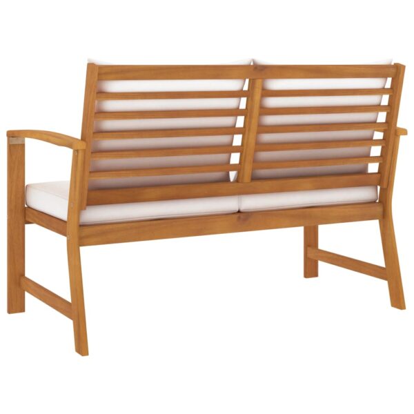 vidaXL Patio Bench 47.2" with Cream Cushion Solid Acacia Wood - Image 4