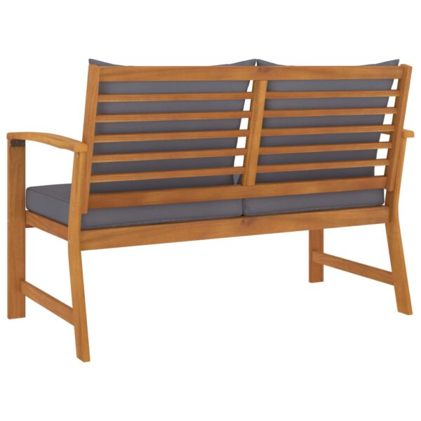 vidaXL Patio Bench 47.2" with Dark Gray Cushion Solid Acacia Wood - Image 4