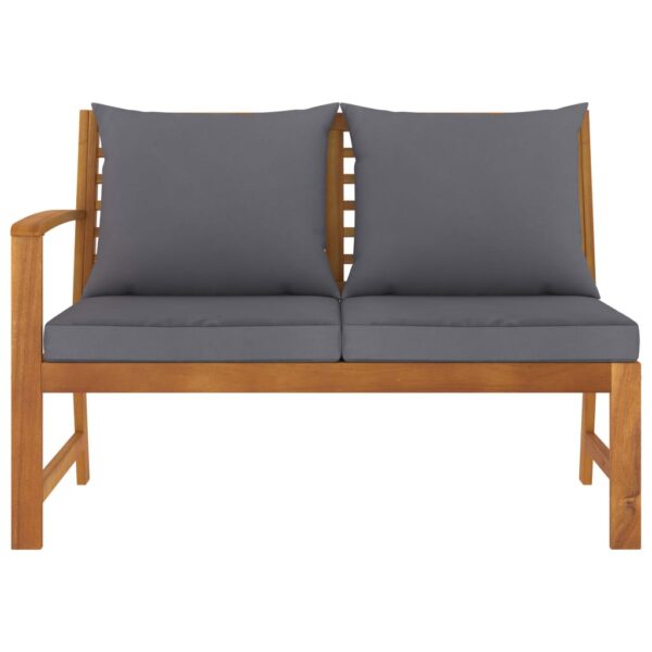 vidaXL Patio Bench 45.1" with Dark Gray Cushion Solid Acacia Wood - Image 2