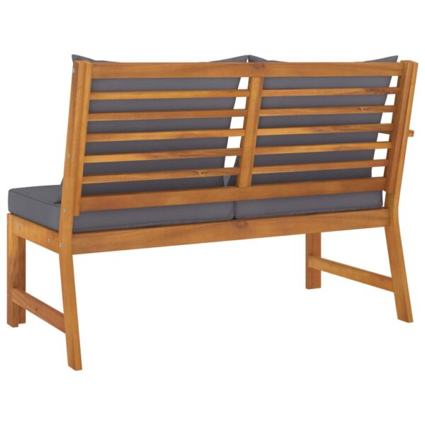 vidaXL Patio Bench 45.1" with Dark Gray Cushion Solid Acacia Wood - Image 4