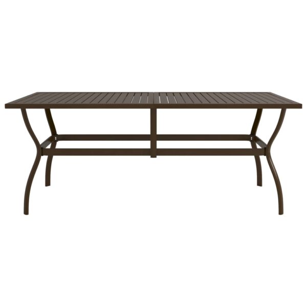 vidaXL Patio Table Brown 74.8"x31.5"x28.3" Steel - Image 2