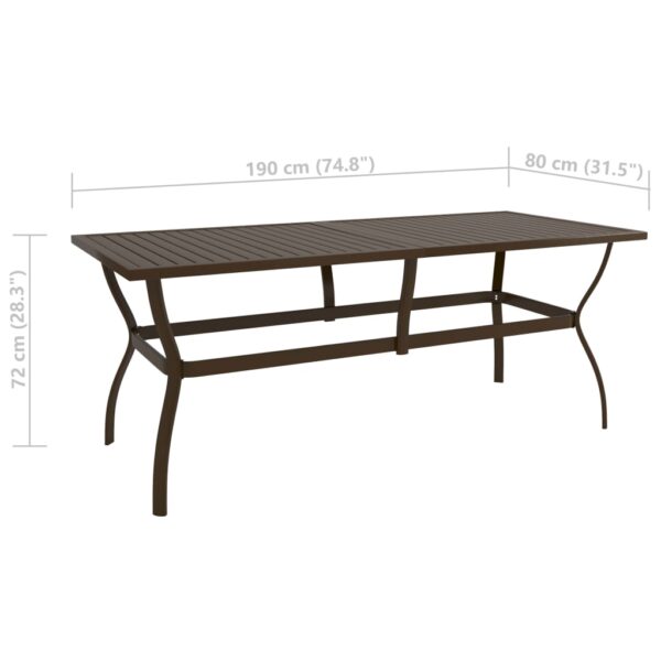 vidaXL Patio Table Brown 74.8"x31.5"x28.3" Steel - Image 6