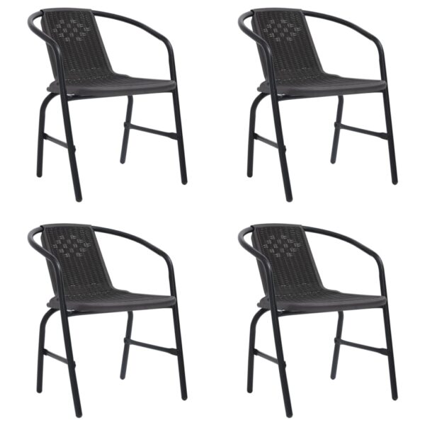 vidaXL Patio Chairs 4 pcs Plastic Rattan and Steel 242.5 lb