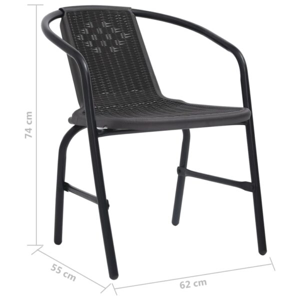 vidaXL Patio Chairs 4 pcs Plastic Rattan and Steel 242.5 lb - Image 8