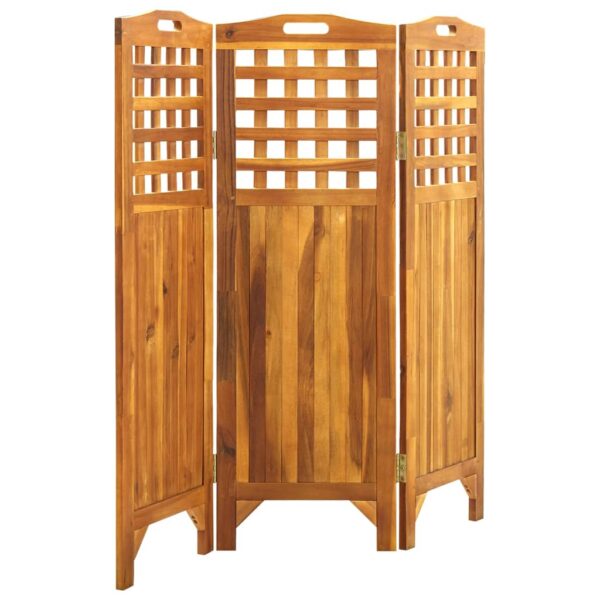 vidaXL 3-Panel Room Divider 47.6"x0.8"x47.2" Solid Acacia Wood - Image 3