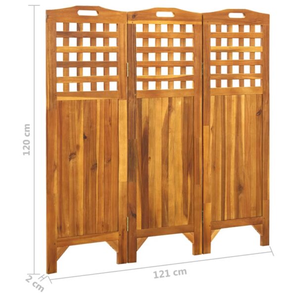 vidaXL 3-Panel Room Divider 47.6"x0.8"x47.2" Solid Acacia Wood - Image 7