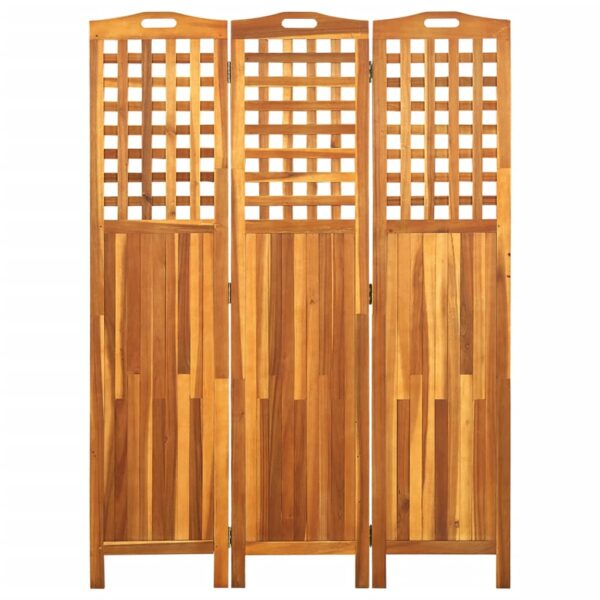 vidaXL 3-Panel Room Divider 47.6"x0.8"x66.9" Solid Acacia Wood - Image 2