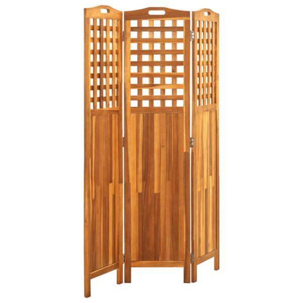 vidaXL 3-Panel Room Divider 47.6"x0.8"x66.9" Solid Acacia Wood - Image 3